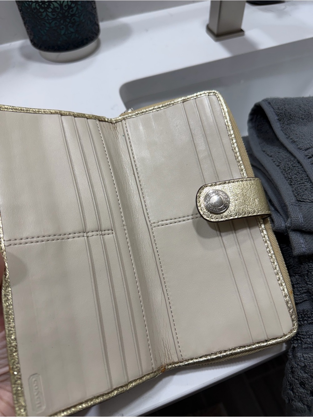 Coach F17213 Signature Plaid Tote Wallet Wristlet 3-Piece Set Beige Lavender - Picture 7 of 12